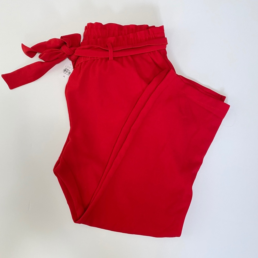 Tie waist ankle pants